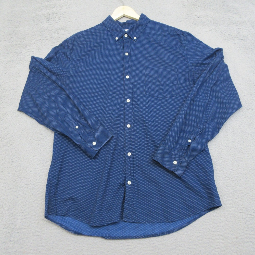 Gap Polka Dot Button Down Shirt Mens XL Blue Slim Fit Preppy Officecore Tailored